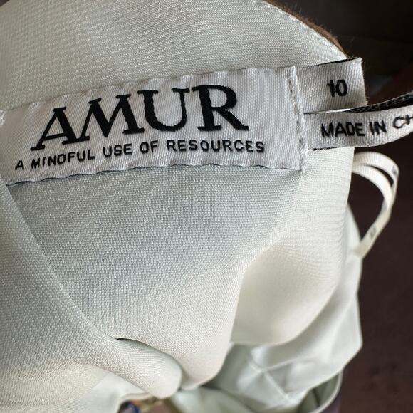 AMUR One-Shoulder Green and Cream Mini Dress - Picture 11 of 13